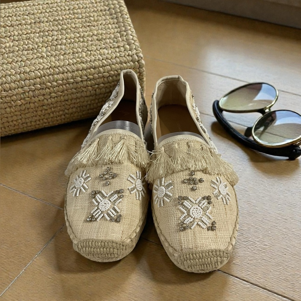 Antonio Melani Dacora Beaded Tassel Espadrilles Embroidered Slip-Ons Size 10M
